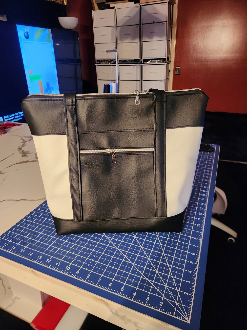 Classic Two-Tone Black and White Tote Bag for Women